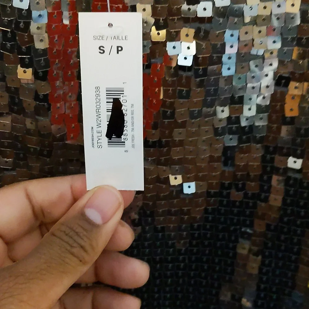 Joe Fresh| NWT Silver Spaghetti Strap Square Sequined Dress - Picture 6 of 13